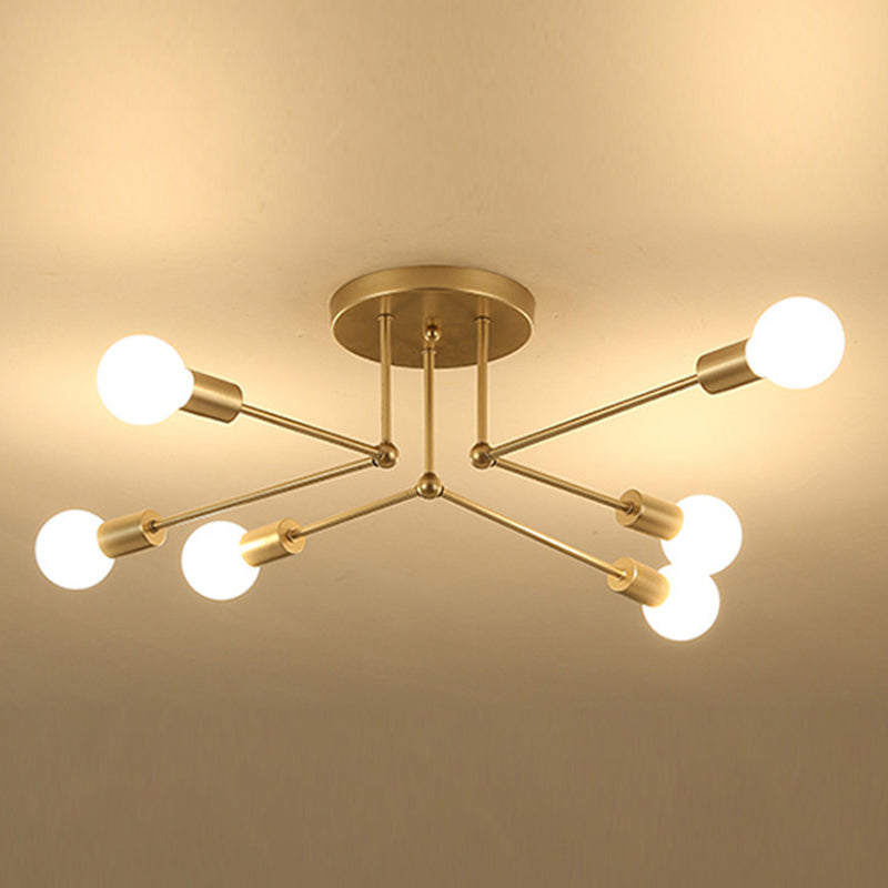 Indoor Semi Flush Mount in Industrial Retro Style Radial Metal Ceiling Light