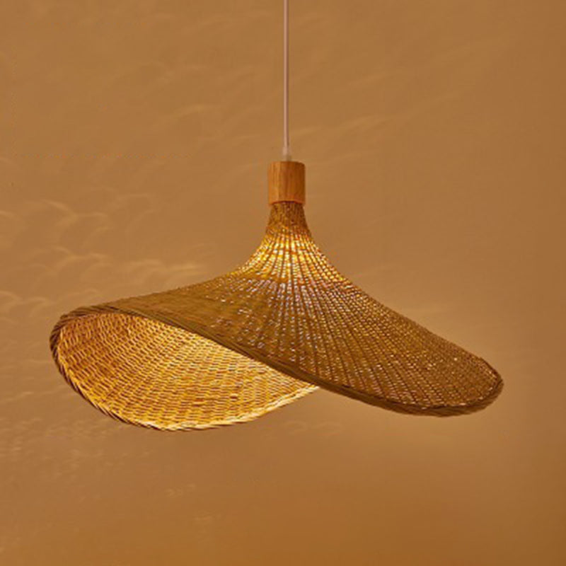 Chapeau de paille moderne suspendu luminaires rattan 1 lumière légère pendante