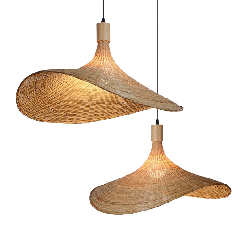 Chapeau de paille moderne suspendu luminaires rattan 1 lumière légère pendante