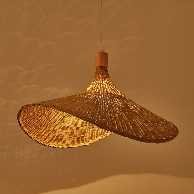 Chapeau de paille moderne suspendu luminaires rattan 1 lumière légère pendante