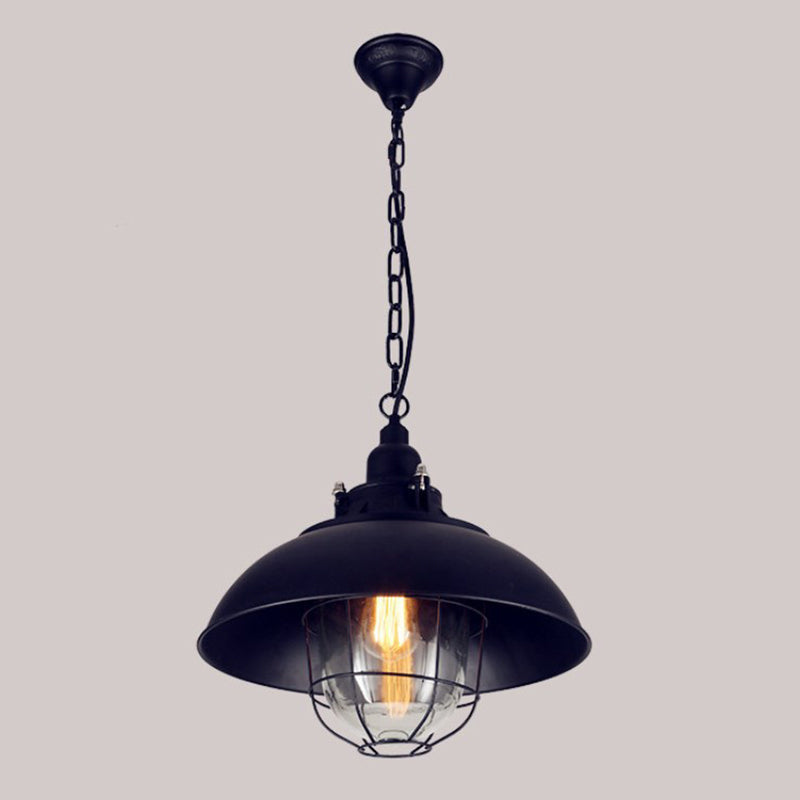 1 Light Caged Hanging Ceiling Lights Industrial Style Metal Pendant Light Fixtures for Restaurant