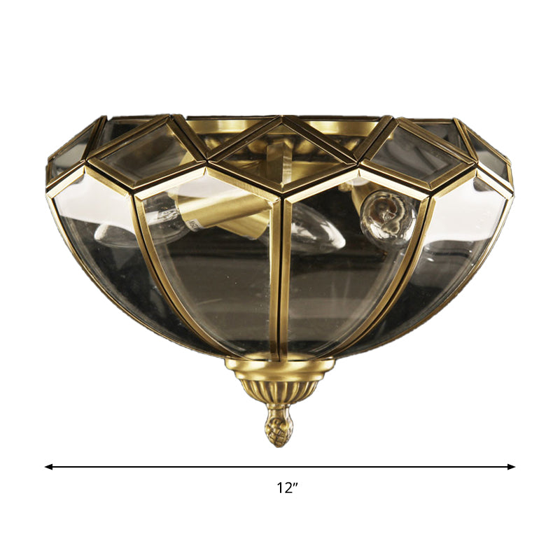 Klare, abgeschrägte Glas-Unterputzleuchte in Korbform, 3 Lichter, traditionelle Deckenbeleuchtung