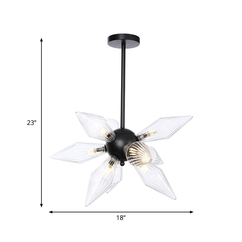 Starburst Design Pendant Lighting Industrial Amber/Clear Ribbed Glass 9/12/15 Hoofden Slaapkamer Hangende kroonluchter Lamp