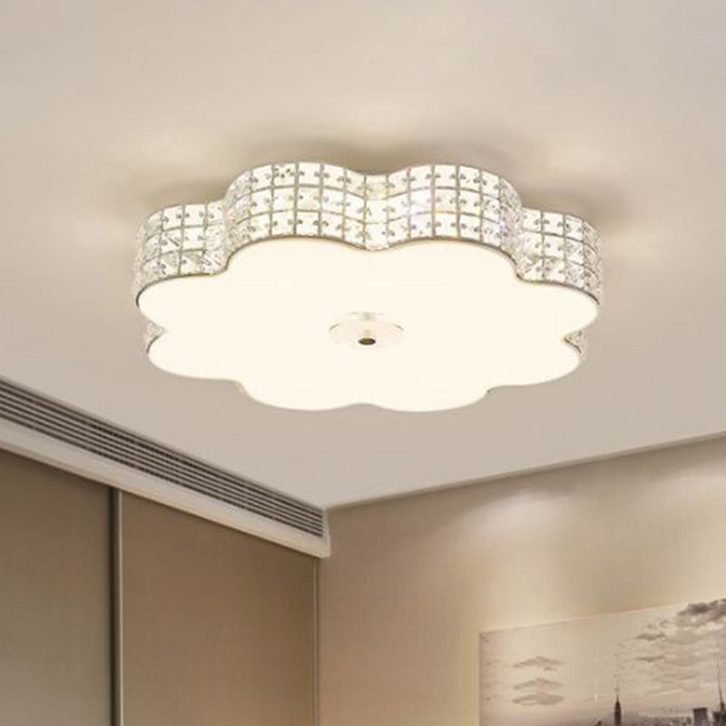 Silver Flower Ceiling Lamp Simple Style Acrylic LED Flush Mount Light Fixture for Bedroom, 12"/16"/19.5" Wide