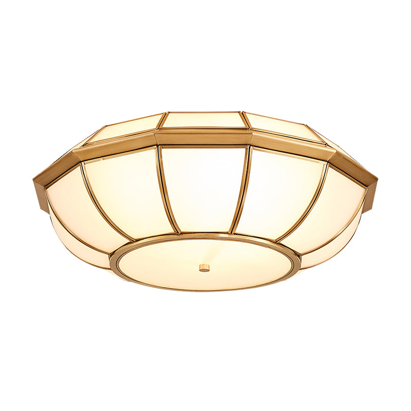 Brass Finish Basket Flush Mount Light Retro Style 4 Bulbs Living Room Ceiling Lamp