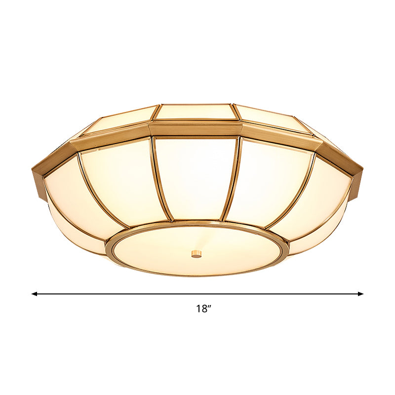 Brass Finish Basket Flush Monte Light Retro Style 4 Bulbs Living Room Massimale Lampada