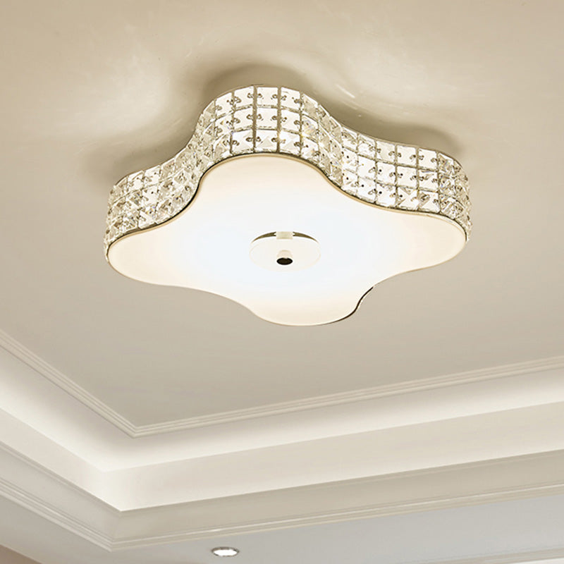 Starfish Slaapkamer Flush Mount Light Fixture K9 Crystal Simple LED Plafond Light in Zilver, 12"/16"/19.5" Breed