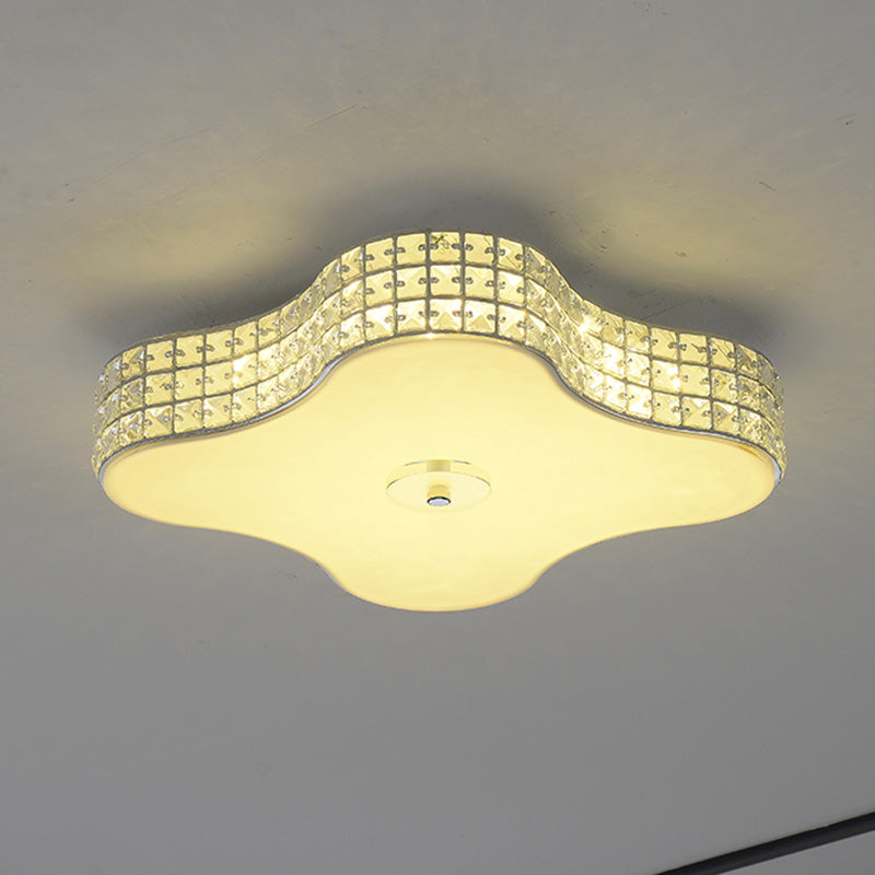 Starfish Slaapkamer Flush Mount Light Fixture K9 Crystal Simple LED Plafond Light in Zilver, 12"/16"/19.5" Breed