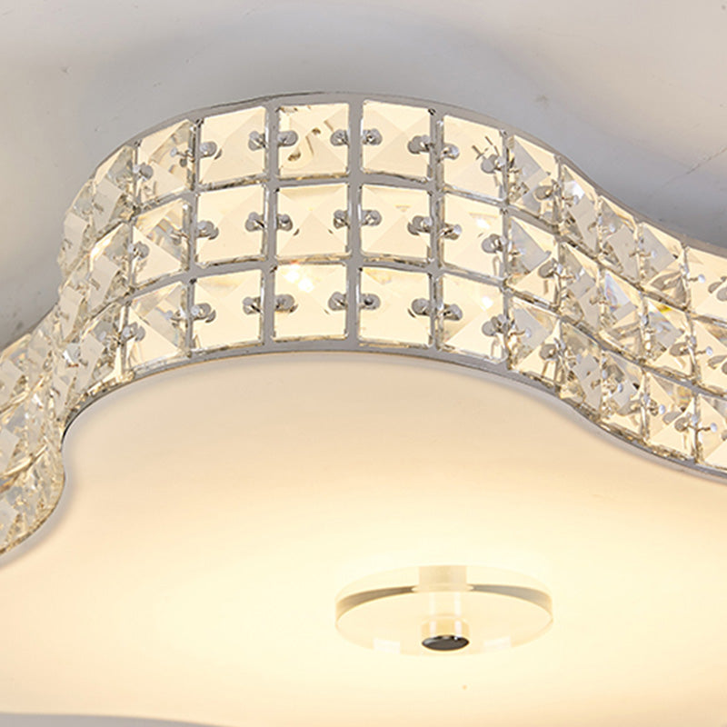 Starfish Slaapkamer Flush Mount Light Fixture K9 Crystal Simple LED Plafond Light in Zilver, 12"/16"/19.5" Breed