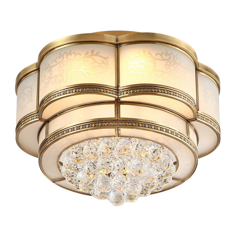 LED Flush Mount Ceiling Light Traditional Tapered Clear Crystal Flushmount Lamp in Warm Light for Living Room