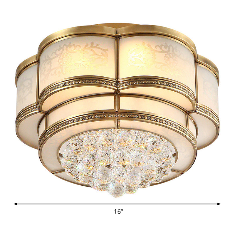 LED Flush Mount Ceiling Light Traditional Tapered Clear Crystal Flushmount Lamp in Warm Light for Living Room