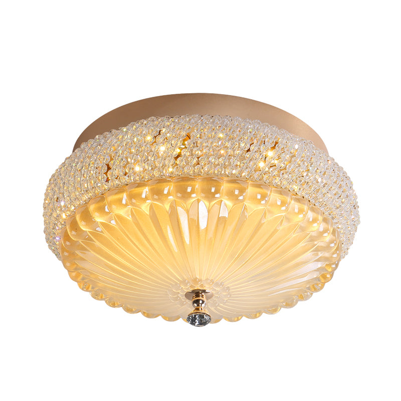 14 "/18" Wide White Round Flush Mount Lighting Simple Style Crystal Beaded LED Plafond Lamp in Wit/Warm Licht