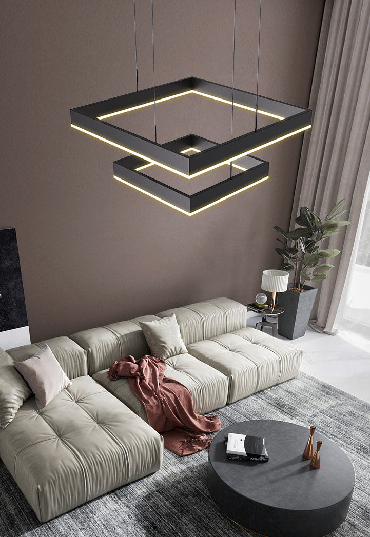 Modern Minimalist Style Squared Ceiling Pendant Light Acrylic Hanging Lamps for Living Room