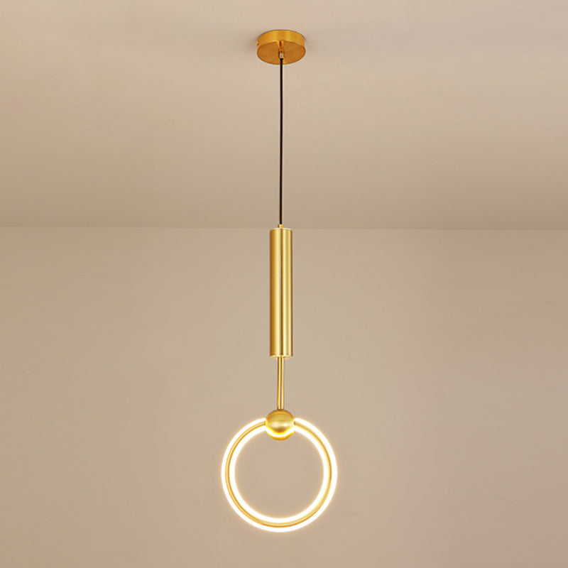 Estilo minimalista moderno de techo lineal colgante de metal de luz 1 luz colgante de luz en acabado dorado para dormitorio