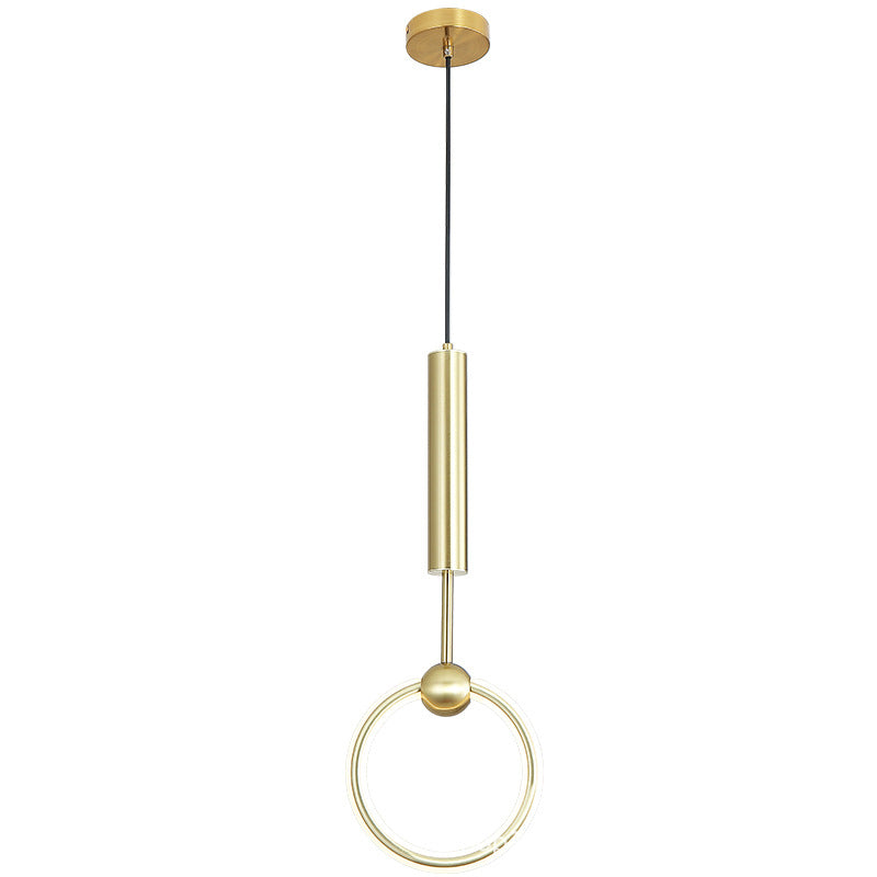 Estilo minimalista moderno de techo lineal colgante de metal de luz 1 luz colgante de luz en acabado dorado para dormitorio