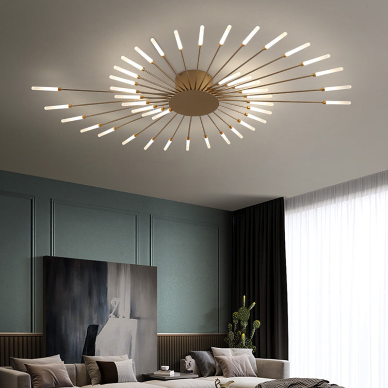 Modern Simlicity LED Ceiling Light Radial Metal Semi Flush Mount for Living Room