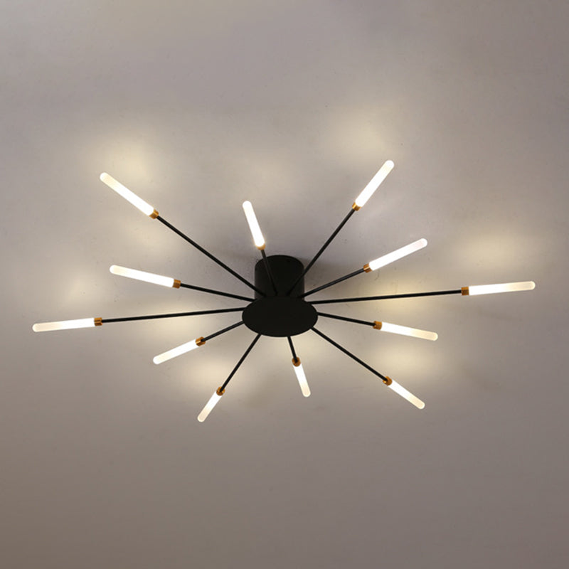 Moderne Simlizität LED Deckenleichter Radial Metall Semi Flush Mount für Wohnzimmer