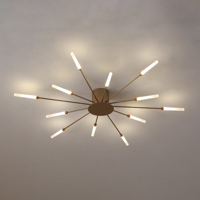 Modern Simlicity LED Ceiling Light Radial Metal Semi Flush Mount for Living Room