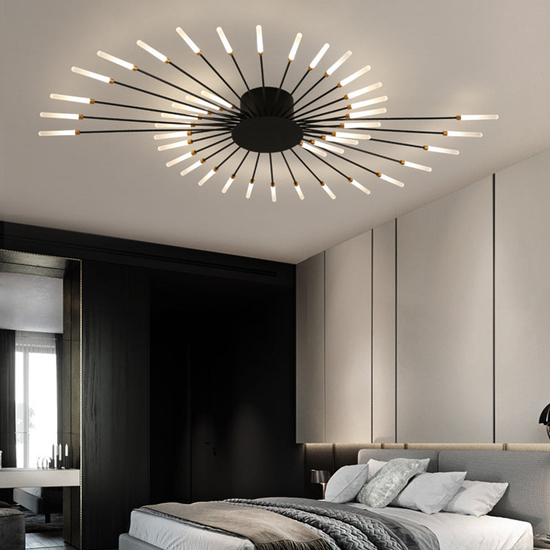 Moderna simicidad LED Luz de techo Radial Metal Semi Flush Monte para sala de estar