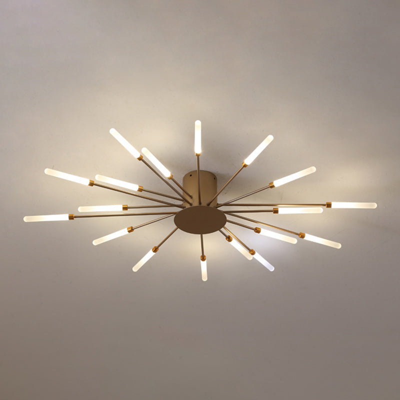 Modern Simlicity LED Ceiling Light Radial Metal Semi Flush Mount for Living Room