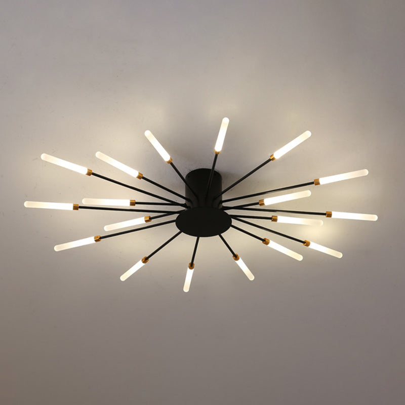 Modern Simlicity LED Ceiling Light Radial Metal Semi Flush Mount for Living Room