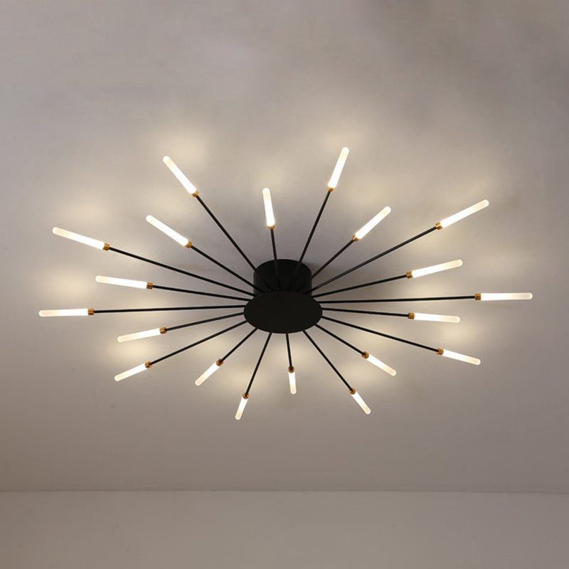 Moderna simicidad LED Luz de techo Radial Metal Semi Flush Monte para sala de estar