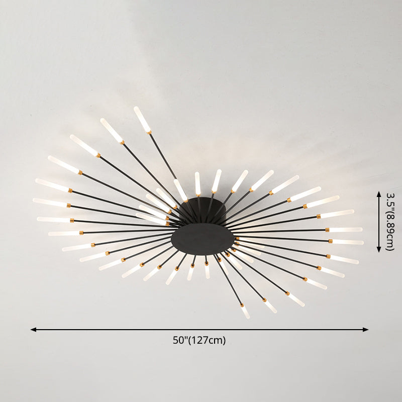 Moderna simicidad LED Luz de techo Radial Metal Semi Flush Monte para sala de estar