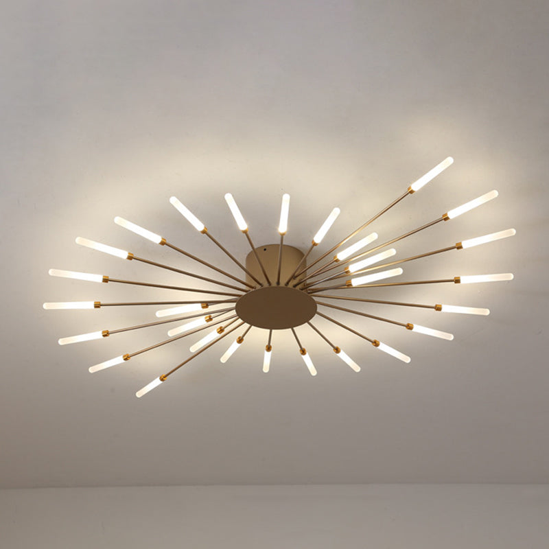 Moderna simicidad LED Luz de techo Radial Metal Semi Flush Monte para sala de estar