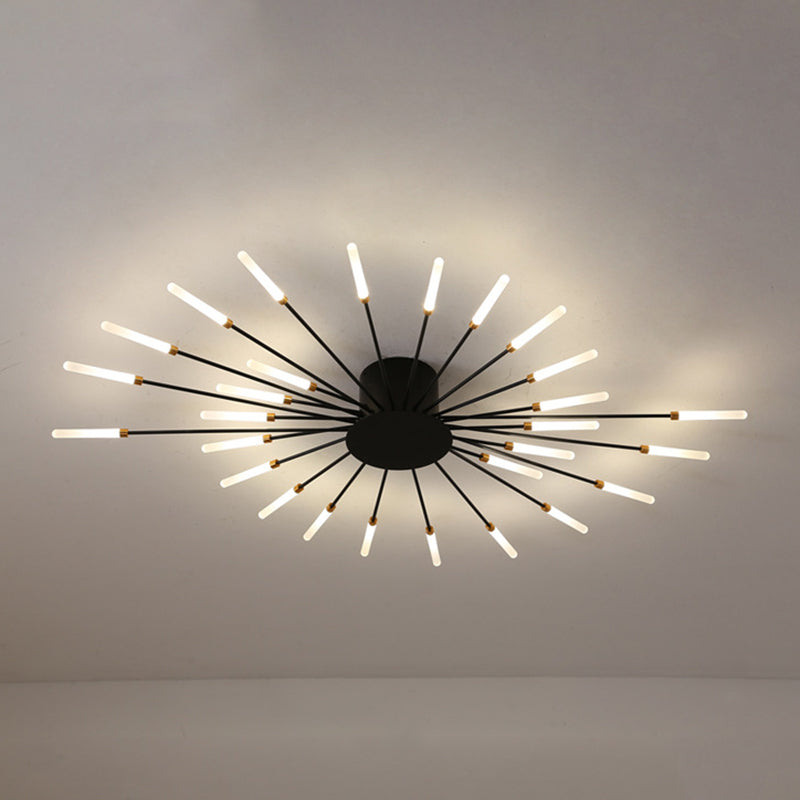 Modern Simlicity LED Ceiling Light Radial Metal Semi Flush Mount for Living Room