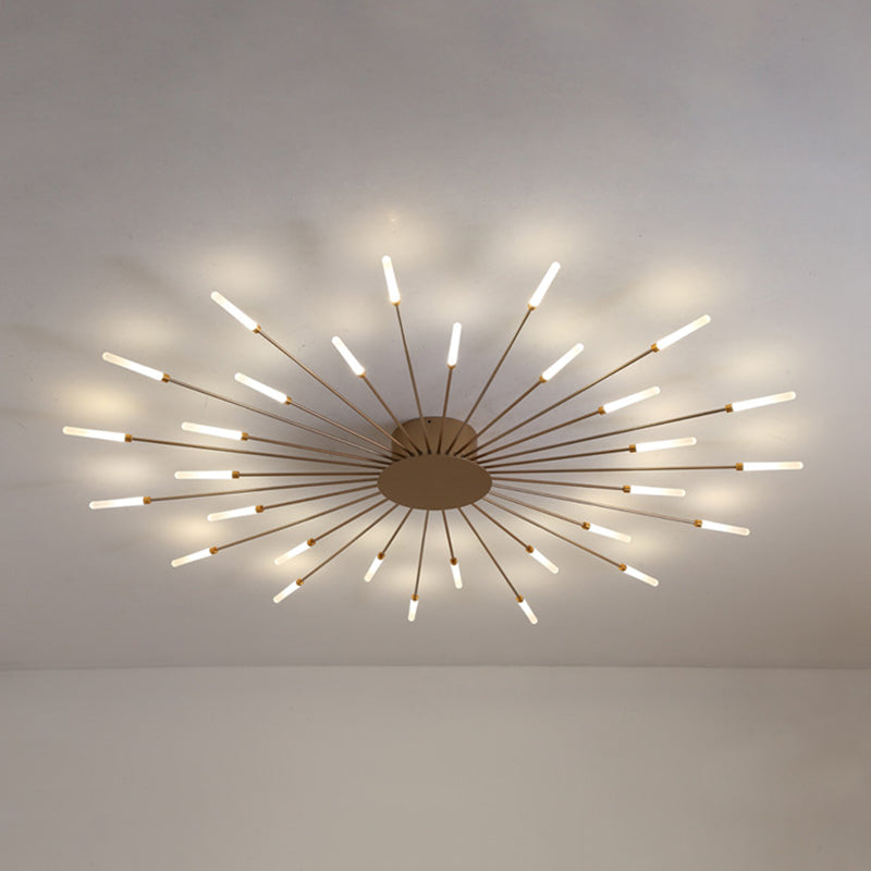 Moderna simicidad LED Luz de techo Radial Metal Semi Flush Monte para sala de estar