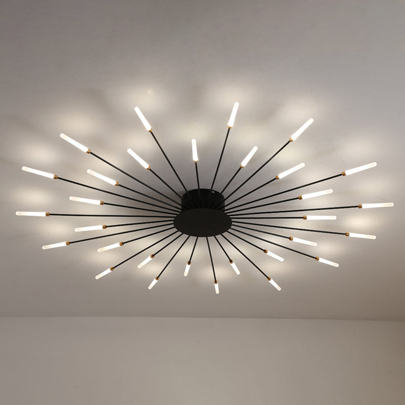 Moderna simicidad LED Luz de techo Radial Metal Semi Flush Monte para sala de estar