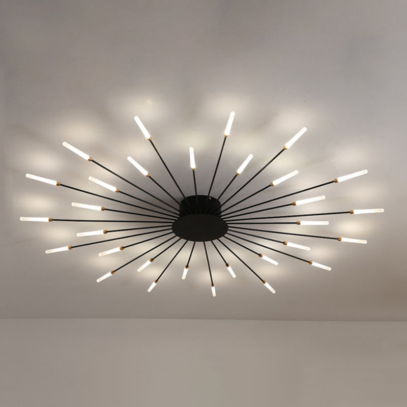 Modern Simlicity LED Ceiling Light Radial Metal Semi Flush Mount for Living Room