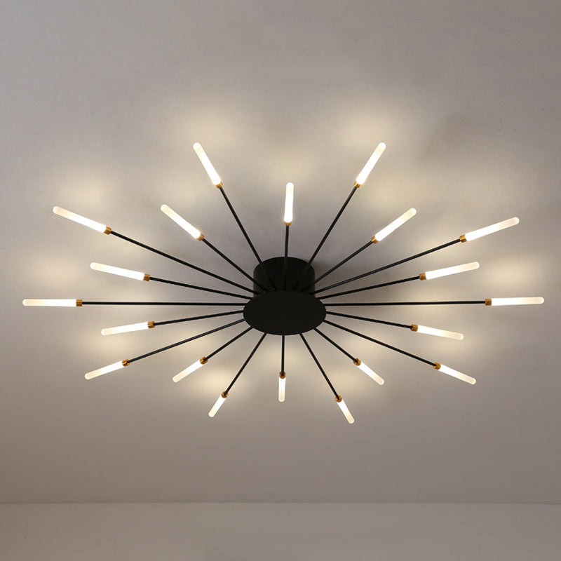 Moderna simicidad LED Luz de techo Radial Metal Semi Flush Monte para sala de estar