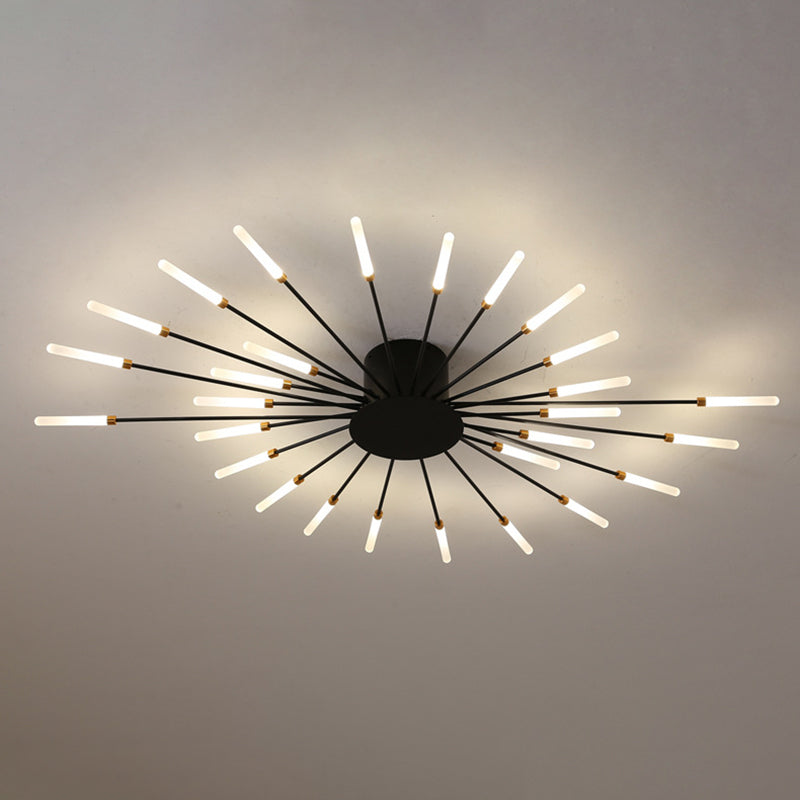 Modern Simlicity LED Ceiling Light Radial Metal Semi Flush Mount for Living Room