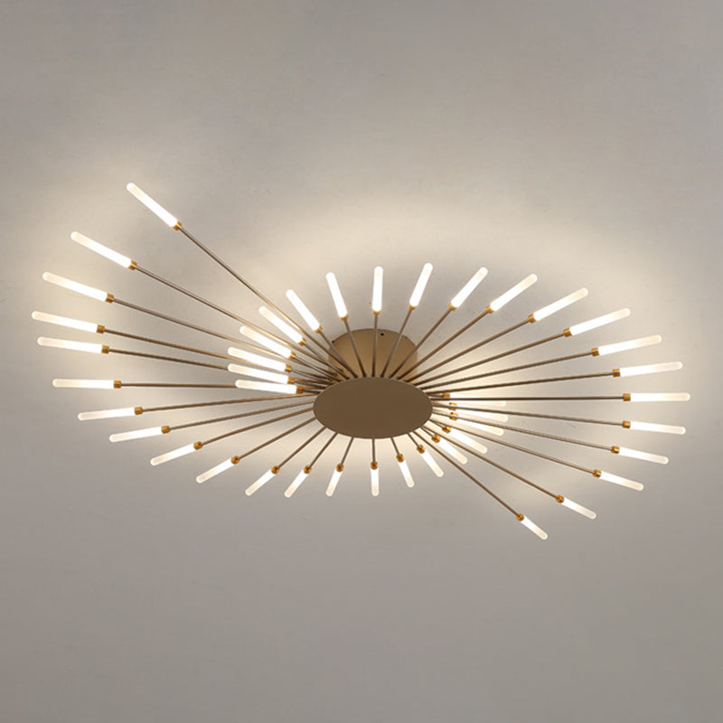 Modern Simlicity LED Ceiling Light Radial Metal Semi Flush Mount for Living Room