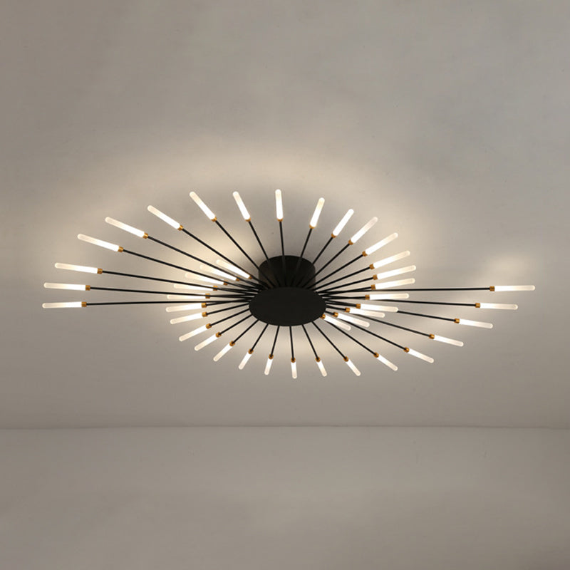 Moderne Simlizität LED Deckenleichter Radial Metall Semi Flush Mount für Wohnzimmer