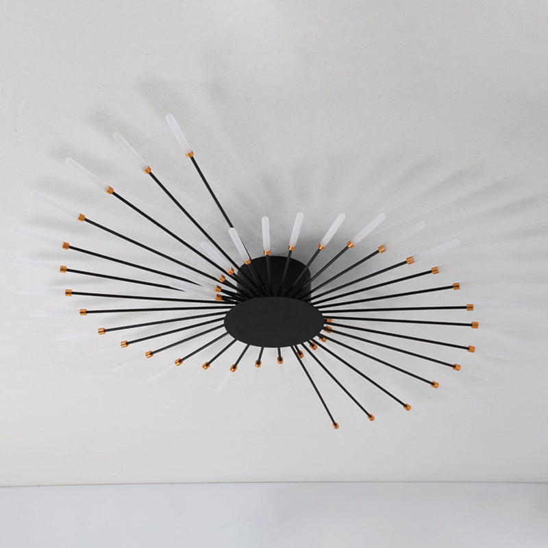 Modern Simlicity LED Ceiling Light Radial Metal Semi Flush Mount for Living Room