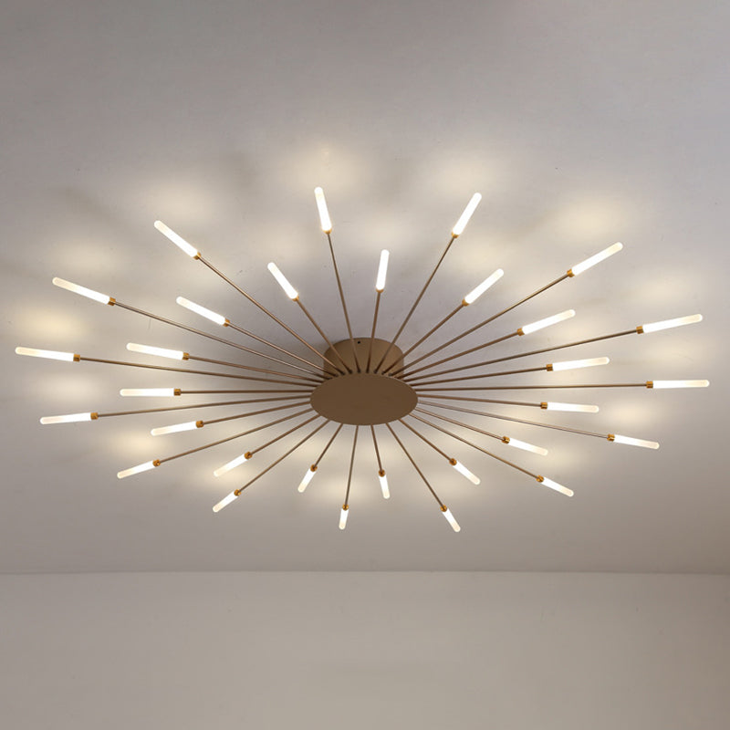 Moderna simicidad LED Luz de techo Radial Metal Semi Flush Monte para sala de estar