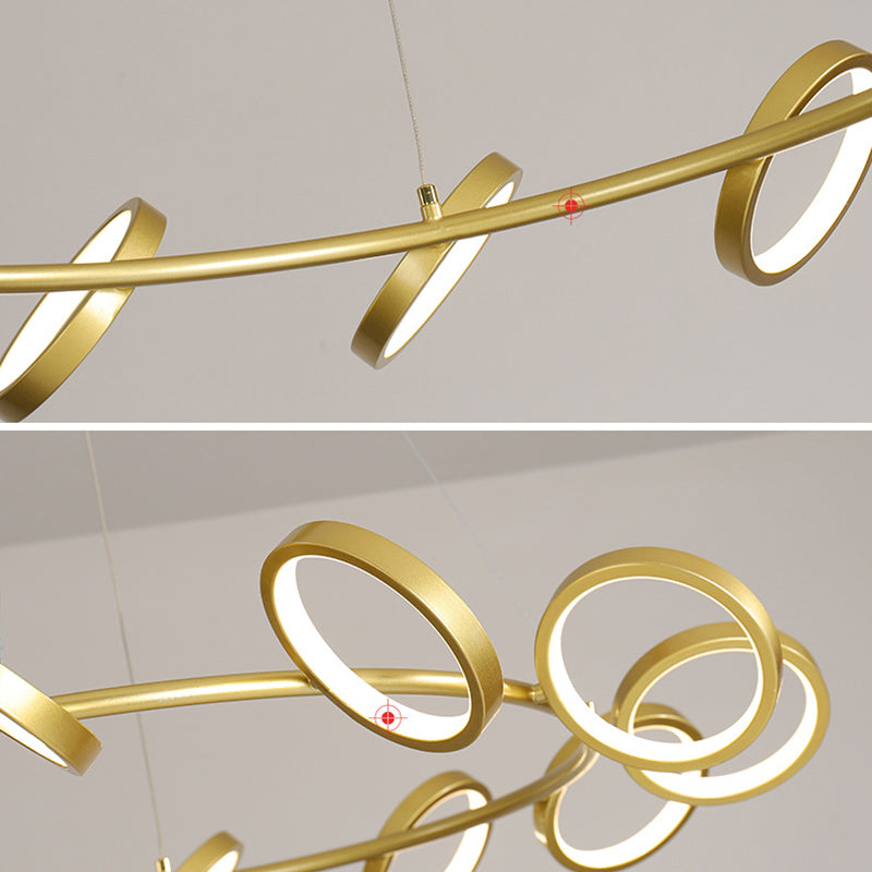 Simplicity Rotating Ring Shaped LED Chandelier Metal Living Room Hanging Light Fixture