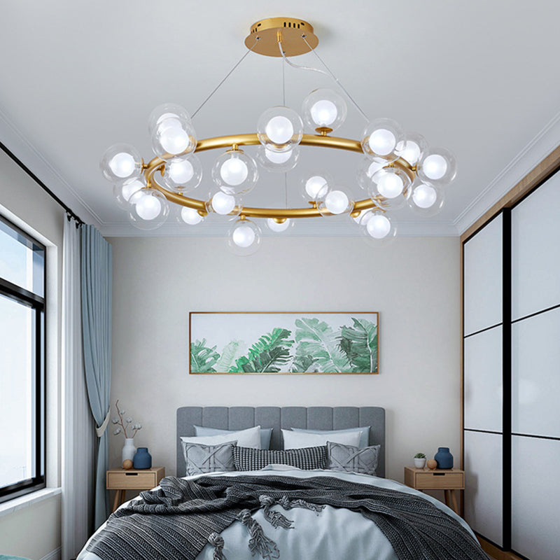 Clear and Frosted Glass Modo Suspension Light Minimalist Chandelier for Living Room