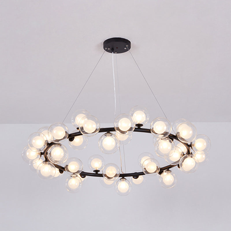 Clear and Frosted Glass Modo Suspension Light Minimalist Chandelier for Living Room