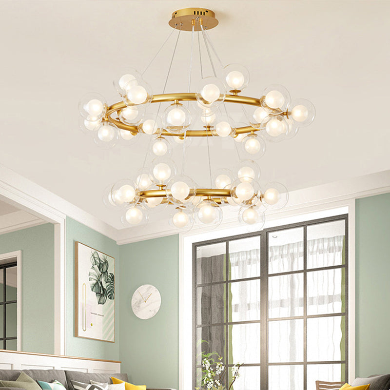 Clear and Frosted Glass Modo Suspension Light Minimalist Chandelier for Living Room