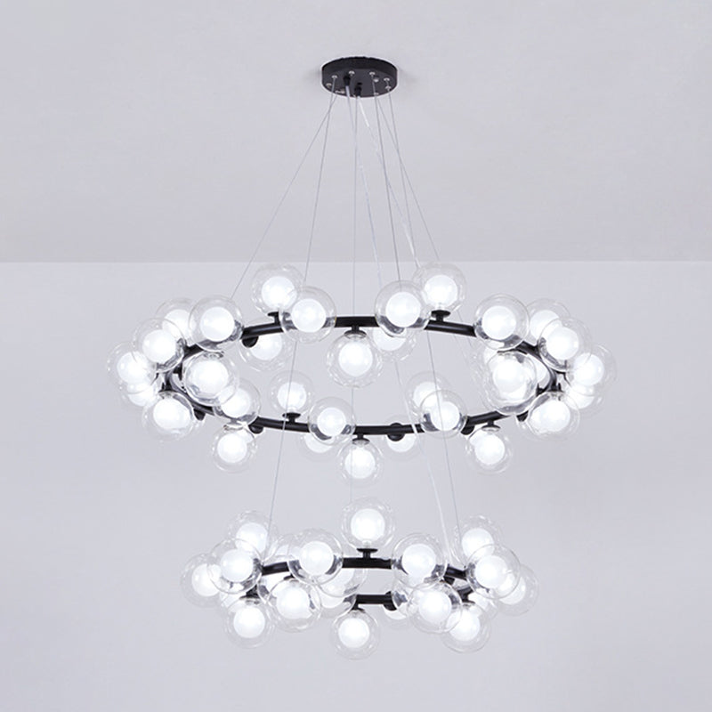 Clear and Frosted Glass Modo Suspension Light Minimalist Chandelier for Living Room