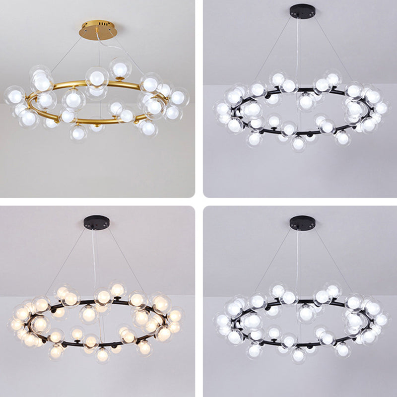 Clear and Frosted Glass Modo Suspension Light Minimalist Chandelier for Living Room