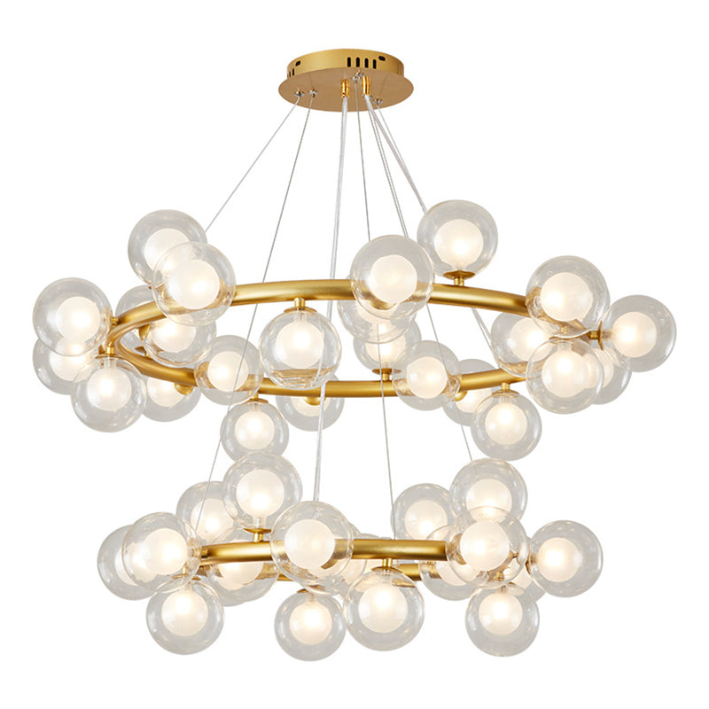 Clear and Frosted Glass Modo Suspension Light Minimalist Chandelier for Living Room