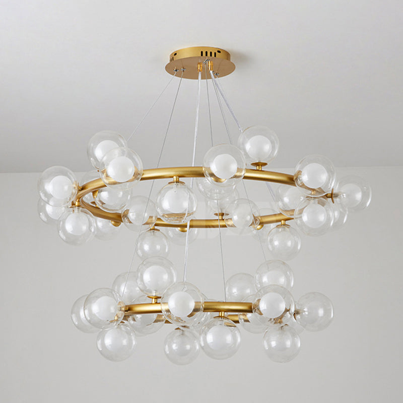 Clear and Frosted Glass Modo Suspension Light Minimalist Chandelier for Living Room