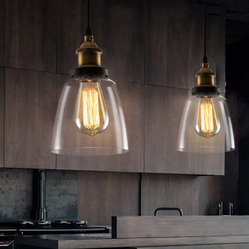 Hanging Pendant Lights Vintage Industrial Style1 Light Pendants with Glass Shade for Bedroom