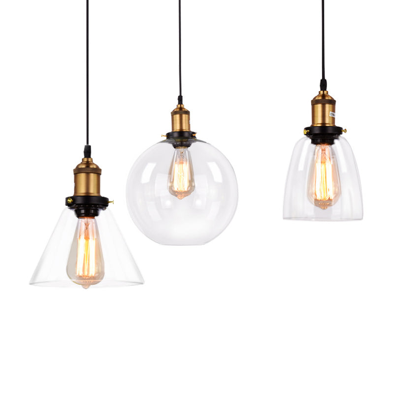 Hanging Pendant Lights Vintage Industrial Style1 Light Pendants with Glass Shade for Bedroom