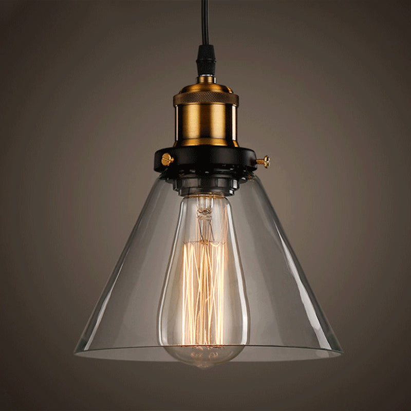 Hanging Pendant Lights Vintage Industrial Style1 Light Pendants with Glass Shade for Bedroom