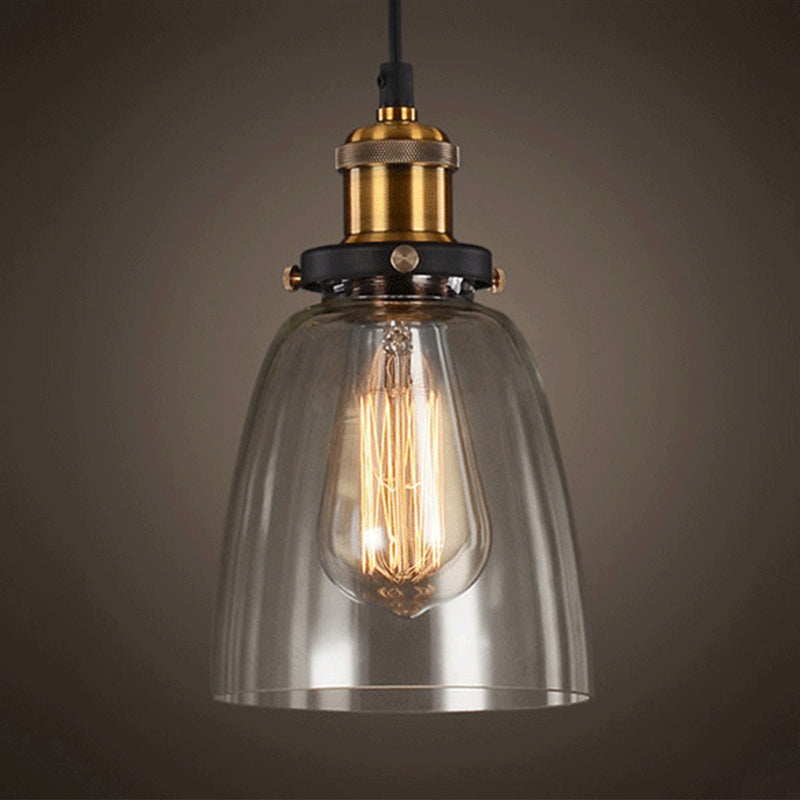 Hanging Pendant Lights Vintage Industrial Style1 Light Pendants with Glass Shade for Bedroom